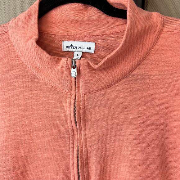 Peter Millar 100% Cotton Quarter Zip Pullover Coral Orange - Picture 5 of 5